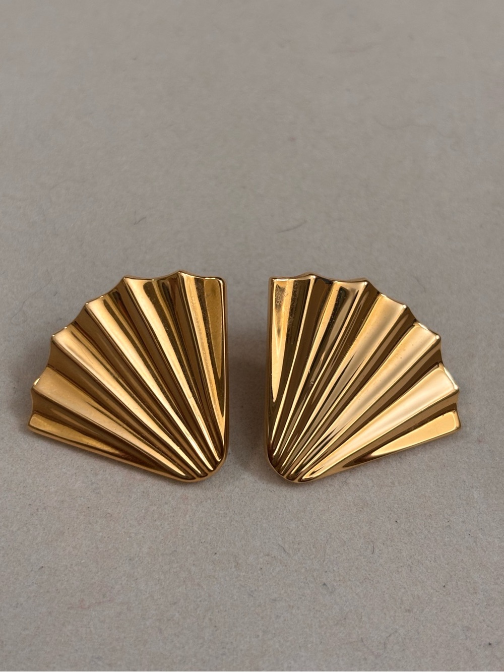 Vintage Monet Gold Fan-Shaped Women's Earrings